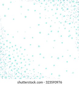 Abstract white background with glittering polka dots corners. Vector backdrop.