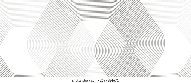Abstract white background with glowing geometric lines. Modern shiny gray hexagon lines pattern. Technology futuristic concept. Suit for poster, banner, brochure, cover, flyer. Vector illustration