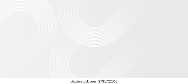 Fondo blanco abstracto con líneas geométricas brillantes. Moderno patrón de líneas redondeadas diagonales blancas brillantes. Concepto de tecnología futurista.