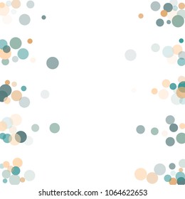 Abstract white background with gold and blue confetti transparent dots. Elements of different size and color. Suitable for backgrounds for greeting cards and posters, New Year's design