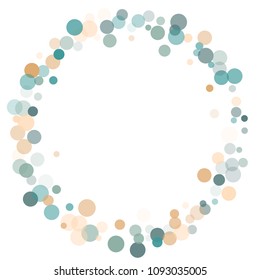 Abstract white background with gold and blue confetti transparent dots. Elements of different size and color. Suitable for backgrounds for greeting cards and posters, New Year's design