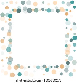 Abstract white background with gold and blue confetti transparent dots. Elements of different size and color. Suitable for backgrounds for greeting cards and posters, New Year's design