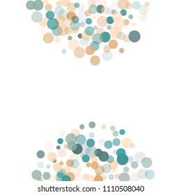 Abstract white background with gold and blue confetti transparent dots. Elements of different size and color. Suitable for backgrounds for greeting cards and posters, New Year's design