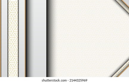 Abstract white background with gold textured patterns and lines