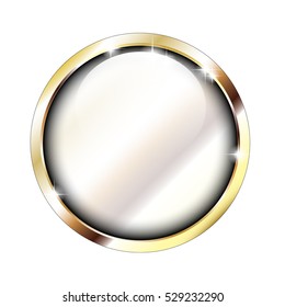 Abstract white background in a golden frame, with space for your text. Vector illustration, on transparent background.