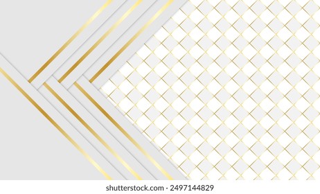 Abstract white background with golden line luxury