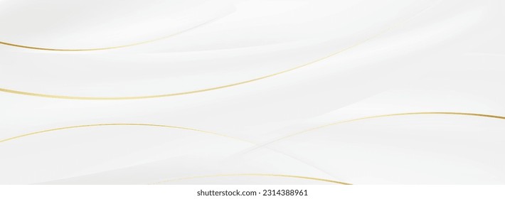 Abstract white background with golden lines. 