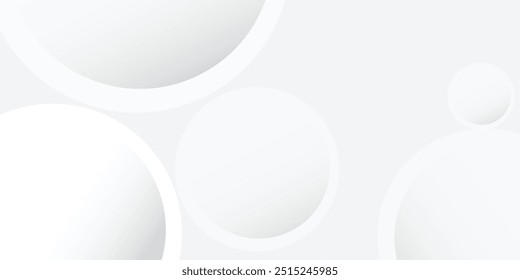 Plano de fundo branco abstrato com linhas de círculo branco gradiente. Conceito de tecnologia do futuro digital simples moderno