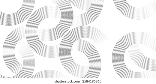 Abstract white background with gradient black circle rings. Digital future technology concept. abstract vector