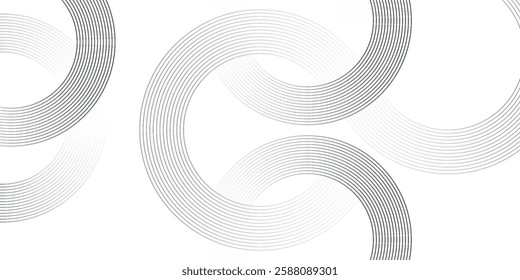 Abstract white background with gradient black circle rings. Digital future technology concept. abstract vector