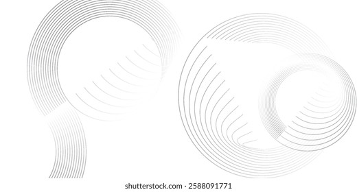 Abstract white background with gradient black circle rings. Digital future technology concept. abstract vector