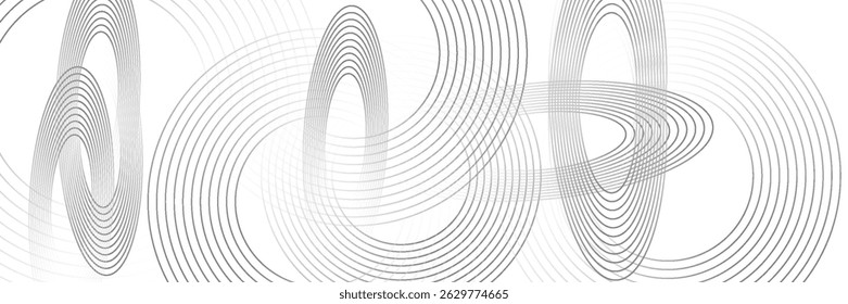 Abstract white background with gradient black circle rings. Digital future technology concept.eps10