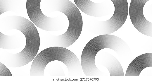 Fondo blanco Abstractas con anillos circulares negros degradados. Concepto de tecnología de futuro digital. Vector abstracto