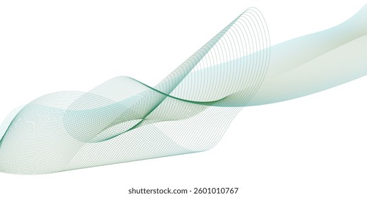 Abstract white background with gradient green smooth lines. 