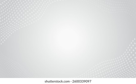 Abstract white background with gray dots dynamic wave. Vector illustration
