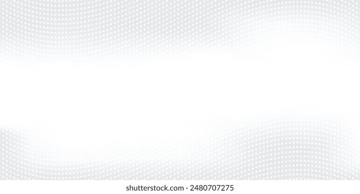 Abstract white background with gray dynamic dots curve. Vector illustration