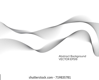Abstract white background with gray scale color smooth curves wave lines for technology background or modern background
