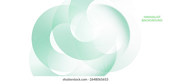 Abstract white background with green circle lines. Green  circle lines pattern. Futuristic technology concept. Suit for cover, poster, banner, brochure, header, website