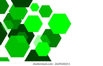 Abstract white background with green hexagons. Vector illustration