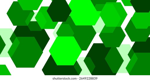 Abstractas fondo blanco con hexágonos verdes. Ilustración vectorial