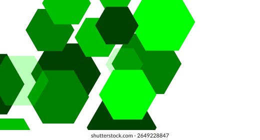 Abstract white background with green hexagons. Vector illustration