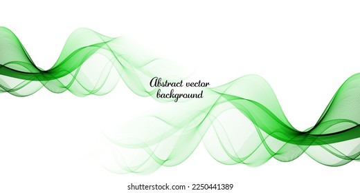 Abstract white background, green wave transparent lines background, design element