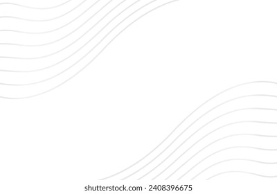 Resumen de fondo blanco con línea gris en la parte inferior derecha y superior izquierda en forma de curva ondulada. Fondo editable con mucho espacio de texto