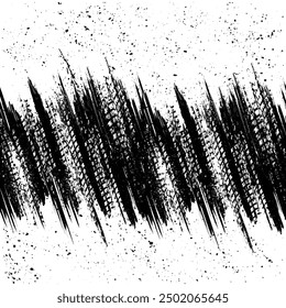 Abstrakter weißer Hintergrund mit farbigen schwarzen Linien und Reifenspuren