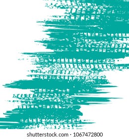 Abstract white background with grunge blue lines and tire tracks
