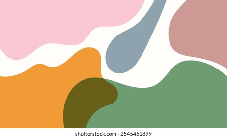 ABSTRACT WHITE BACKGROUND WITH HAND DRAWN SHAPES COLORFUL FLAT PASTEL DESIGN VECTOR TEMPLATE FOR WALLPAPER, COVER DESIGN