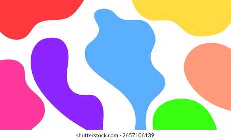 ABSTRACT WHITE BACKGROUND WITH HAND DRAWN SHAPES COLORFUL FLAT DESIGN VECTOR TEMPLATE FOR WALLPAPER, COVER DESIGN