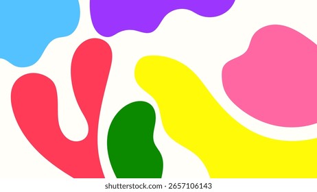 ABSTRACT WHITE BACKGROUND WITH HAND DRAWN SHAPES COLORFUL FLAT DESIGN VECTOR TEMPLATE FOR WALLPAPER, COVER DESIGN