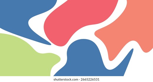 Abstract White Background with Hand Drawn Shapes, Colorful Flat Design Vector Template for Wallpaper, Cover Design