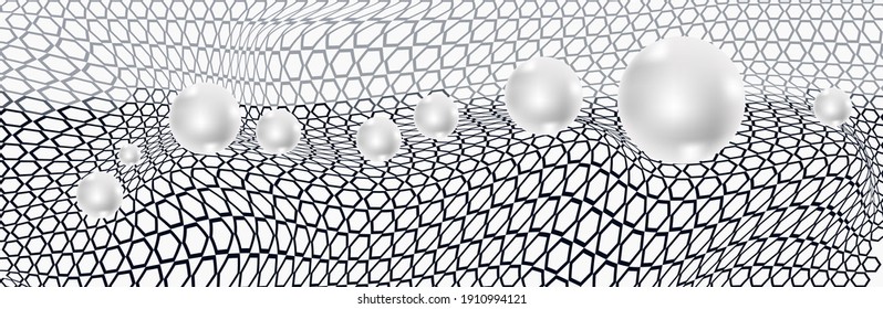 abstrakter weißer Hintergrund mit Hexagons und Ballons. Luxus und moderner Hintergrund. Vektorgrafik