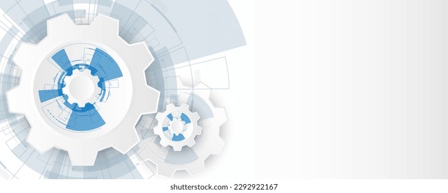 Resumen de imágenes en fondo blanco de alta tecnología concepto de engranajes