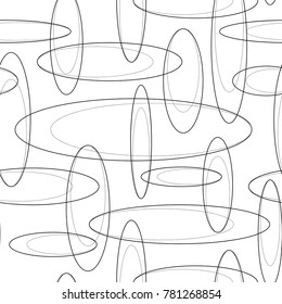 Abstract white background with intersecting black ellipse. Vector pattern