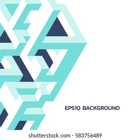 Abstract white background with isometric three-dimensional figures. Empty space for text. Geometric pattern.