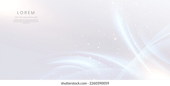 Abstract white background light blue shape curved wavy with copy space for text. Luxury style template design. Vector illustration