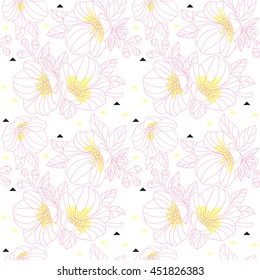 abstract white background with linear flowers Sakura