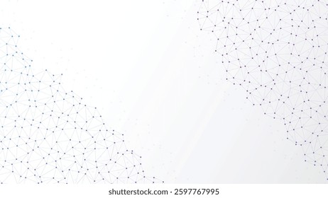Abstract white background with low poly digital lines connection. White global communication banner with colorful network. Social network background