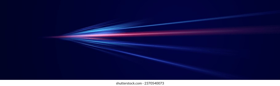 Abstract white background of luminous lines. Neon lines. Laser rays. Abstract blue light lines on dark background. Futuristic technology style. Vector illustration road.
