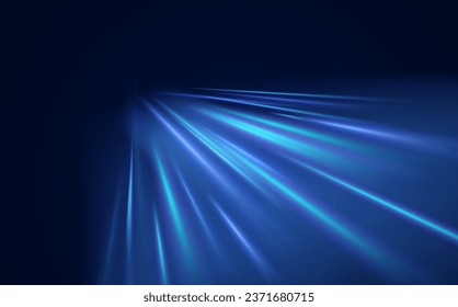 Abstract white background of luminous lines. Neon lines. Laser rays. Abstract blue light lines on dark background. Futuristic technology style. Vector illustration road.