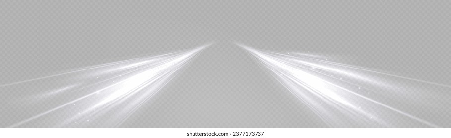 Abstract white background of luminous lines. Neon lines. Laser rays. Abstract blue light lines on dark background. Futuristic technology style. Vector illustration road.