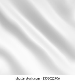 Abstract white background of luxury cloth with liquid wave or wavy folds of silk texture, satin. Elegant background from material. Vector illustration