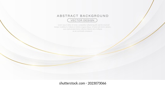 Abstract White Background Luxury With Gold Line. Luxury And Elegant White And Gray Gradient Curve Shape Template Design. Modern Smooth And Clean Subtle Vector Element