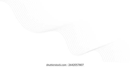 Abstract white background. Minimal visible wave lines. Design elements. Futuristic technology consept. Tranding background texture. Modern flow lines.