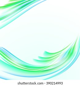 Abstract white background with mint green striped waves texture, blank copy space, vector illustration