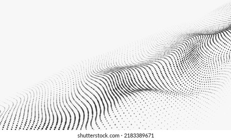 Abstract white background of moving dots. Vector 3d illustration.