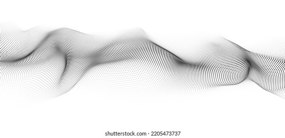 Abstract white background of moving dots. Vector 3d illustration.