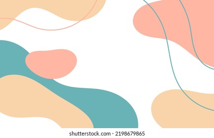 Abstract white background with organic shapes. Abstract design background with white color and pastel color. Organic shapes background art. Background with liquid element and blobs.